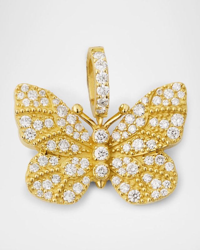 Medium Diamond Butterfly Pendant in 18K Yellow Gold